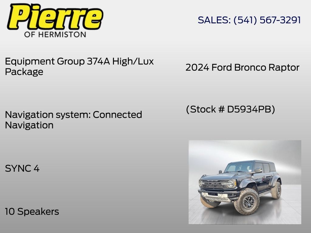 Used 2024 Ford Bronco Raptor w/ Interior Carbon Fiber Pack 6 AWD/4WD image 6