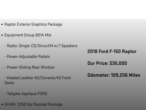 Used 2018 Ford F150 Raptor w/ Exterior Graphics Package image 6