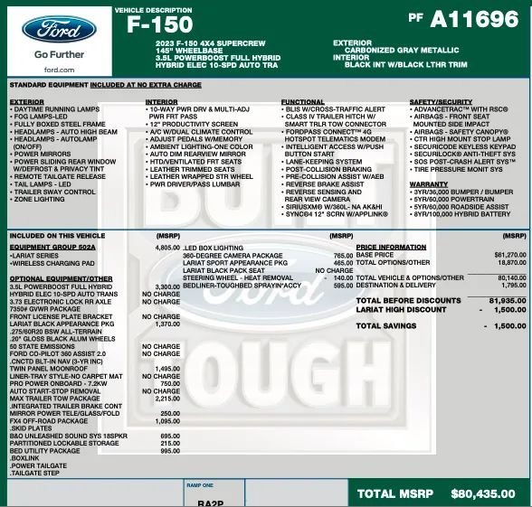 Used 2023 Ford F150 Lariat w/ Equipment Group 502A High AWD/4WD image 2