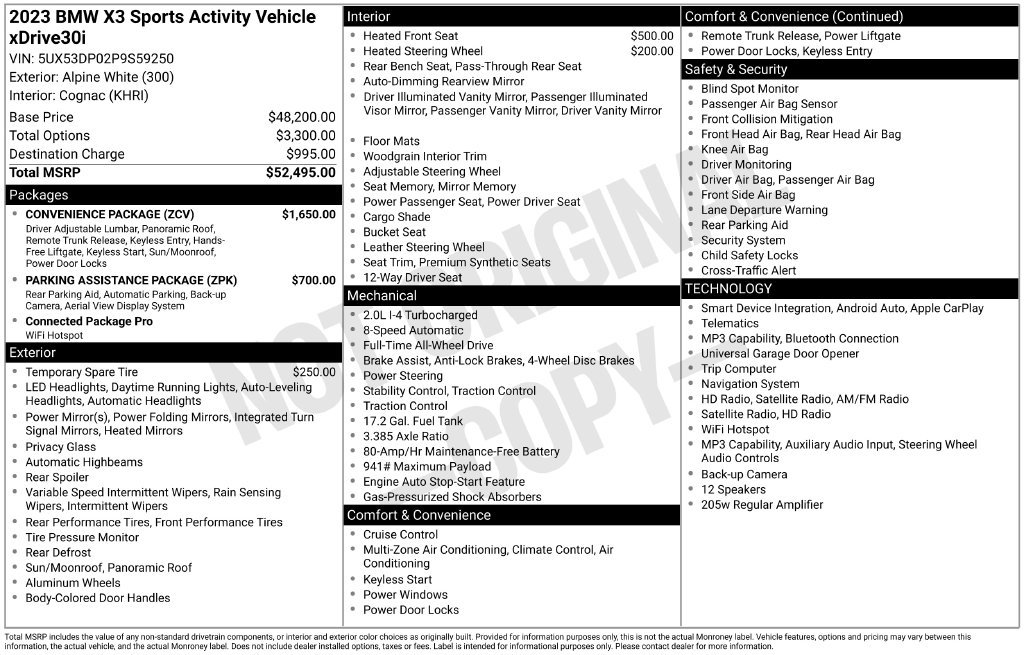 Certified 2023 BMW X3 xDrive30i w/ Convenience Package AWD/4WD image 2