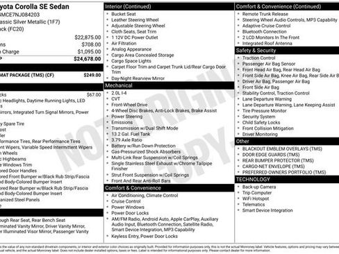 Used 2022 Toyota Corolla SE w/ Carpet Mat Package (TMS) FWD image 7