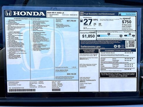 New 2026 Honda HR-V LX image 18