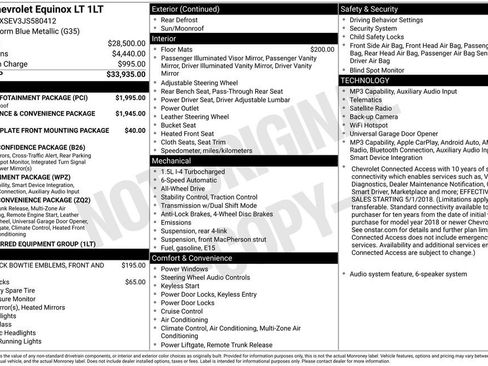 Used 2018 Chevrolet Equinox LT w/ Sun & Infotainment Package AWD/4WD image 33
