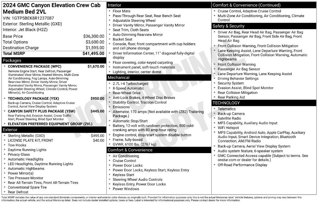 Certified 2024 GMC Canyon Elevation w/ Convenience Package RWD image 21