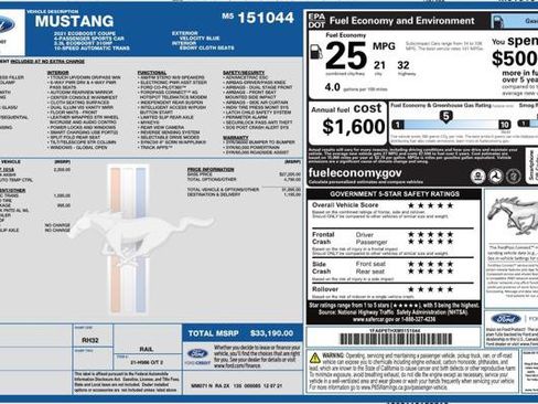 Used 2021 Ford Mustang Coupe w/ Equipment Group 101A RWD image 4