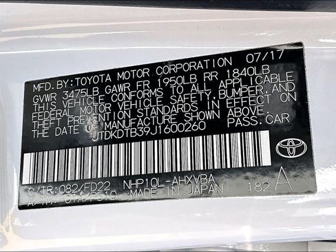 Used 2018 Toyota Prius C One w/ Carpet Mat Package FWD image 34