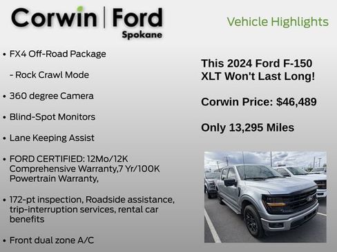 Used 2024 Ford F150 XLT w/ FX4 Off-Road Package AWD/4WD image 15