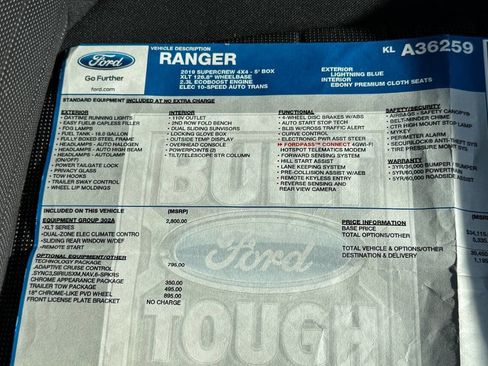 Used 2019 Ford Ranger XLT w/ Equipment Group 302A Luxury AWD/4WD image 40