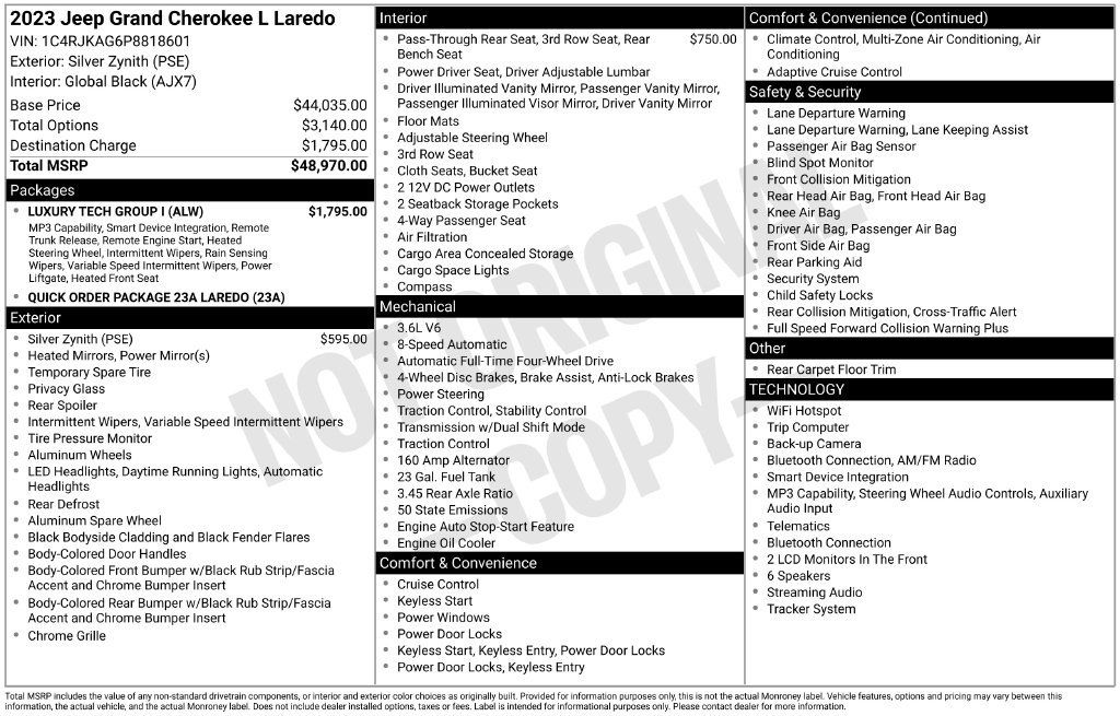 Used 2023 Jeep Grand Cherokee L Laredo w/ Luxury Tech Group I AWD/4WD image 40