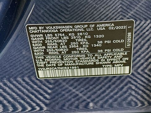 Used 2022 Volkswagen Atlas SE w/ Panoramic Sunroof Package FWD image 12