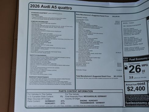 New 2026 Audi A5 2.0T Prestige AWD/4WD image 25