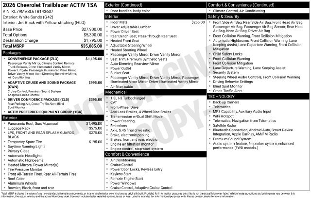 New 2026 Chevrolet TrailBlazer ACTIV w/ Convenience Package FWD image 4