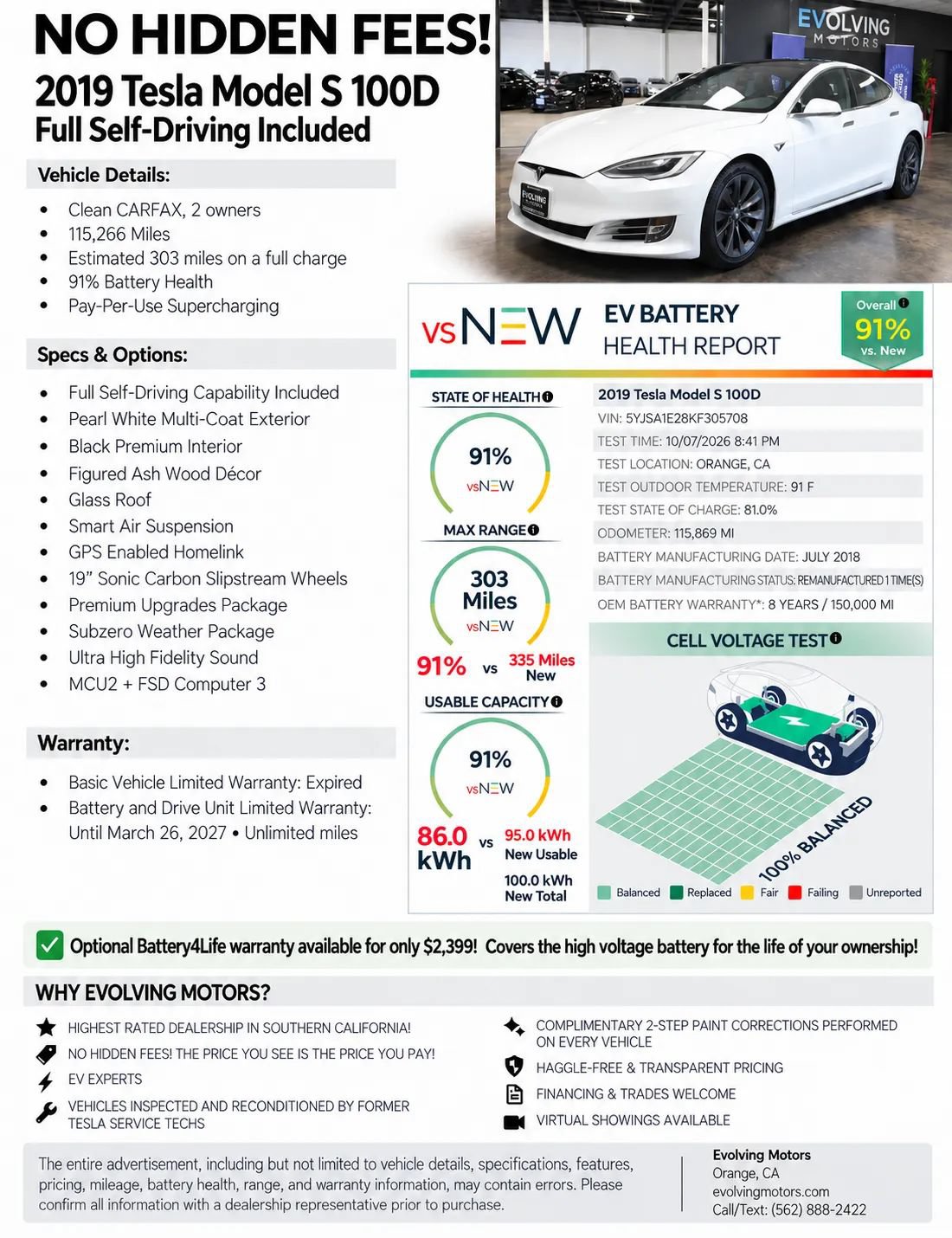 Used 2019 Tesla Model S 100D AWD/4WD image 2