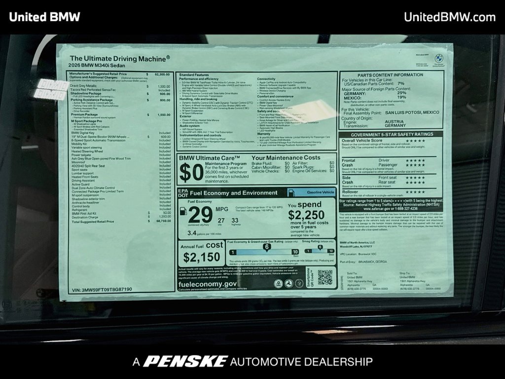 New 2026 BMW M340i w/ Premium Package RWD image 22