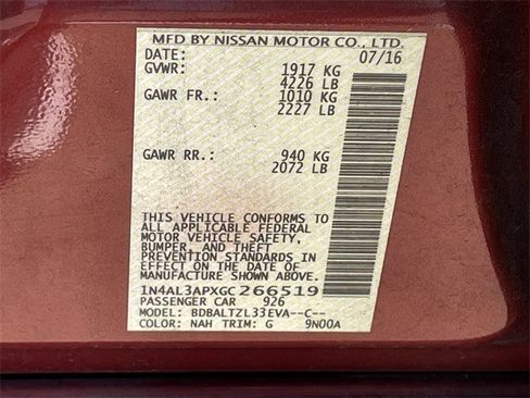 Used 2016 Nissan Altima 2.5 SL w/ 2.5 Technology w/LED Package image 15