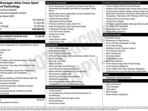 Used 2020 Volkswagen Atlas Cross Sport SE w/ Panoramic Sunroof Package image 3