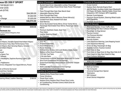 Used 2019 Lexus ES 350 F Sport w/ Accessory Package 2 FWD image 8