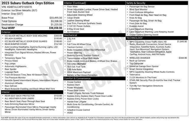 Certified 2023 Subaru Outback Onyx Edition AWD/4WD image 30