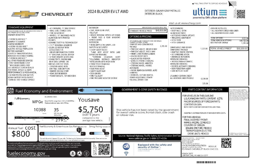 Certified 2024 Chevrolet Blazer EV LT AWD/4WD image 12