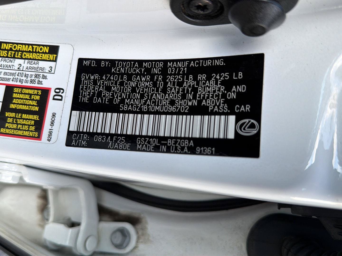 Used 2021 Lexus ES 350 F Sport w/ Accessory Package 2 FWD image 41