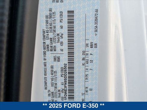 New 2025 Ford E-350 and Econoline 350 Super Duty w/ Power Equipment Group image 19