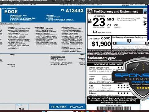 Certified 2023 Ford Edge SEL AWD/4WD image 1