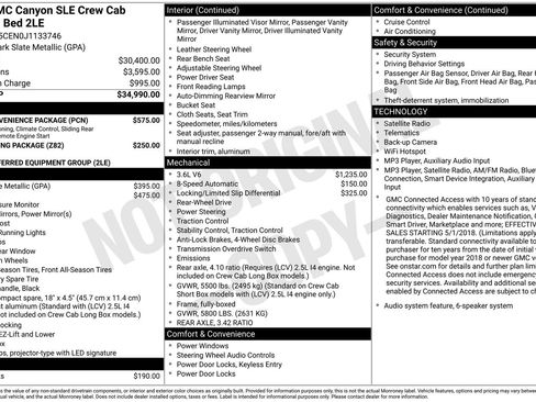 Used 2018 GMC Canyon SLE w/ SLE Convenience Package RWD image 2