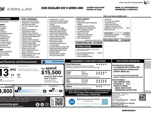 Used 2026 Cadillac Escalade ESV V w/ LPO, ONYX Package image 1