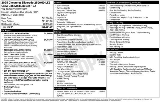 Used 2025 Chevrolet Silverado 2500 LTZ w/ Trail Boss Package AWD/4WD image 1