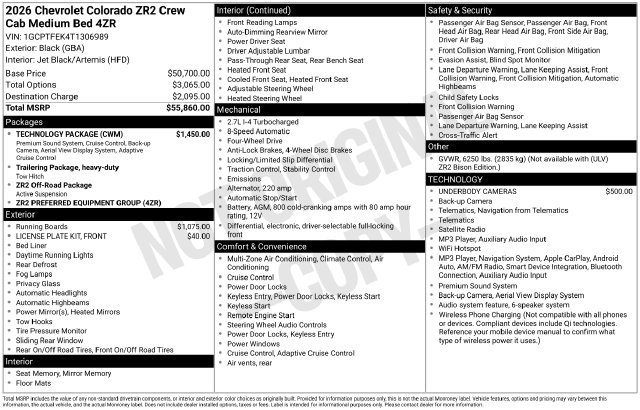 New 2026 Chevrolet Colorado ZR2 w/ Technology Package AWD/4WD image 6