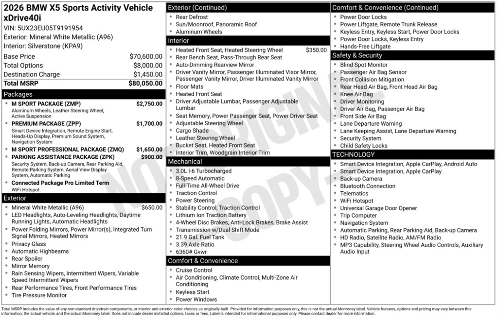 Certified 2026 BMW X5 xDrive40i w/ M Sport Package AWD/4WD image 6