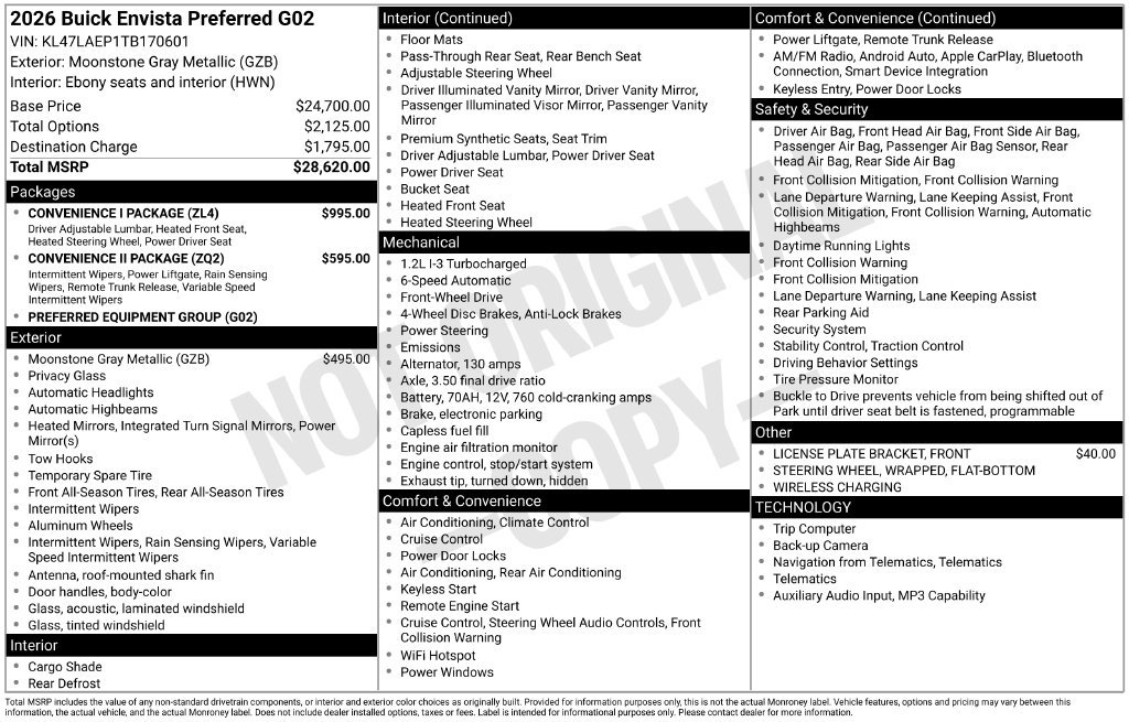 New 2026 Buick Envista Preferred w/ Convenience I Package FWD image 33