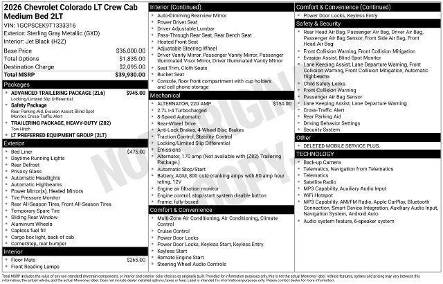 New 2026 Chevrolet Colorado LT w/ Advanced Trailering Package RWD image 4
