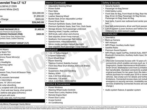 Used 2019 Chevrolet Trax LT w/ Sun & Sound Package FWD image 1