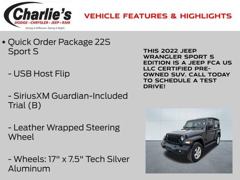 Certified 2022 Jeep Wrangler Sport S image 19