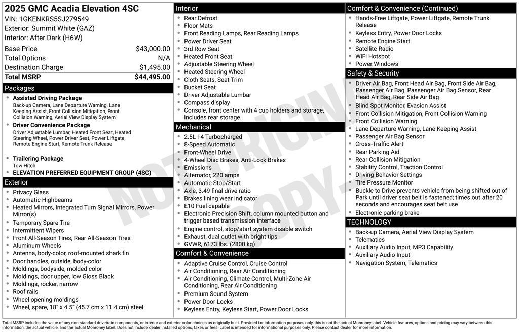 Used 2025 GMC Acadia Elevation FWD image 3