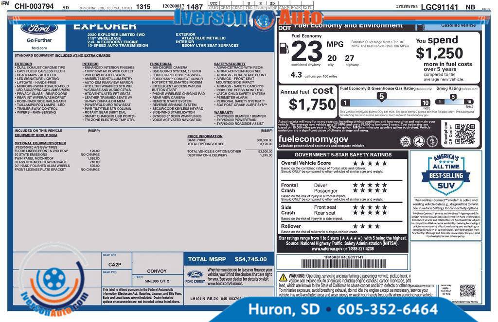 Used 2020 Ford Explorer Limited w/ Class III Trailer Tow Package AWD/4WD image 4