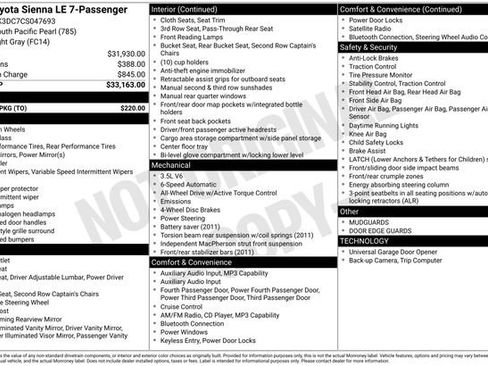 Used 2012 Toyota Sienna LE w/ Towing Pkg AWD/4WD image 19