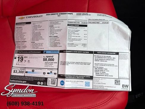 Used 2026 Chevrolet Corvette Stingray Coupe w/ 1LT RWD image 21