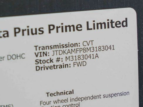 Used 2021 Toyota Prius Prime Limited w/ Carpet Mat Package (TMS) FWD image 27