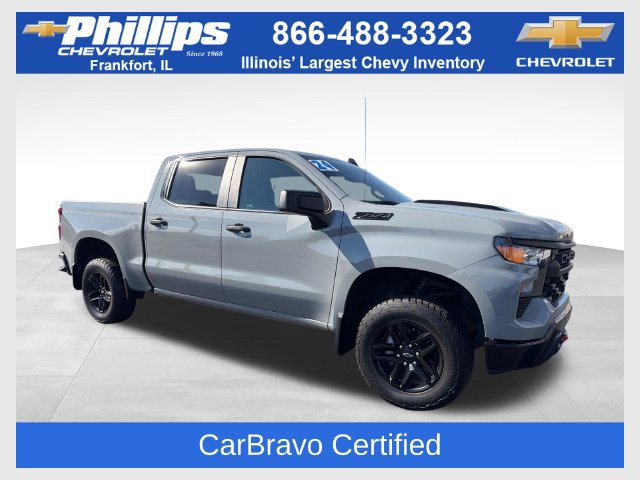 Certified 2024 Chevrolet Silverado 1500 Custom Trail Boss w/ LPO, Dark Essentials Package AWD/4WD 360° Tour