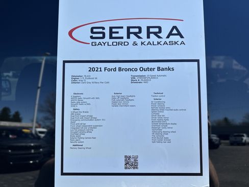 Certified 2021 Ford Bronco Outer Banks AWD/4WD image 27