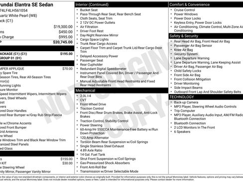Used 2020 Hyundai Elantra SE w/ Cargo Package (C1) FWD image 3