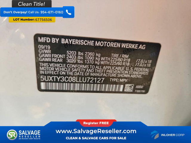 Used 2020 BMW X3 sDrive30i w/ Premium Package RWD image 17