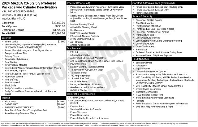 Certified 2024 MAZDA CX-5 AWD 2.5 S w/ Preferred Package image 35
