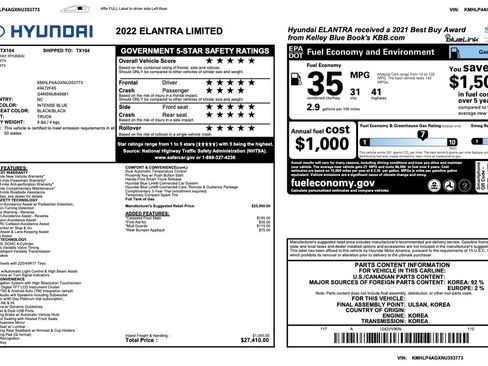 Used 2022 Hyundai Elantra Limited FWD image 3