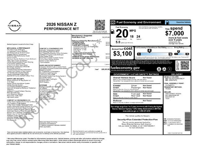 New 2026 Nissan Z Performance w/ Floor Mat Package RWD image 17