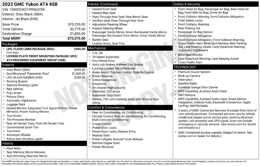 Certified 2023 GMC Yukon AT4 w/ LPO, Floor Liner Package AWD/4WD image 36