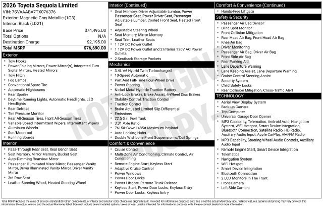 Used 2026 Toyota Sequoia Limited AWD/4WD image 29