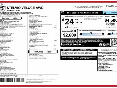 New 2026 Alfa Romeo Stelvio Sprint AWD/4WD image 25